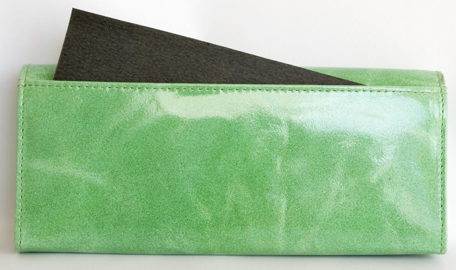 Ellini Women's Light Green Glossy Foiled Genuine Leather Wallet - Image 5