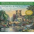 Thomas Kinkade Special Collector's Edition with Scripture 2024 Deluxe Wall Calendar with Print: Lakeside Splendor Calendar