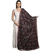 Exotic India Velvet Dupatta with Zari and Sequinned Diamond Pattern and multicolored miniatures from Amritsar - V