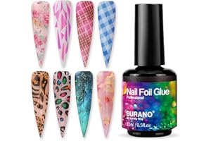 BURANO Nail Art Foil Glue Gel, o.5 oz Nail Foil Glue for Nails, 15ML Designer Nail Foils Nail Art Foil Transfer Gel UV LED Lamp Required (1 Bottle)