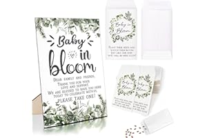 GODAYS 100 PCS Baby Shower Party Seed Envelopes Favors with Baby in Bloom Sign Baby Shower Decoration Wooden invitation, Baby