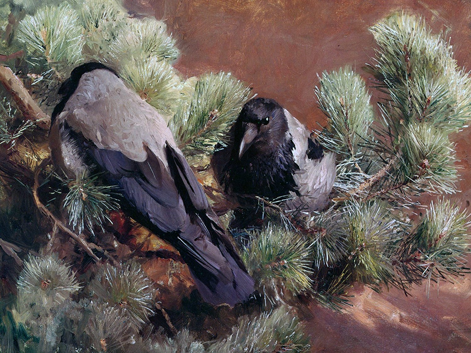 Hooded Crows by B. Liljefors birds Tile Mural Kitchen Backsplash Ceramic 10x8