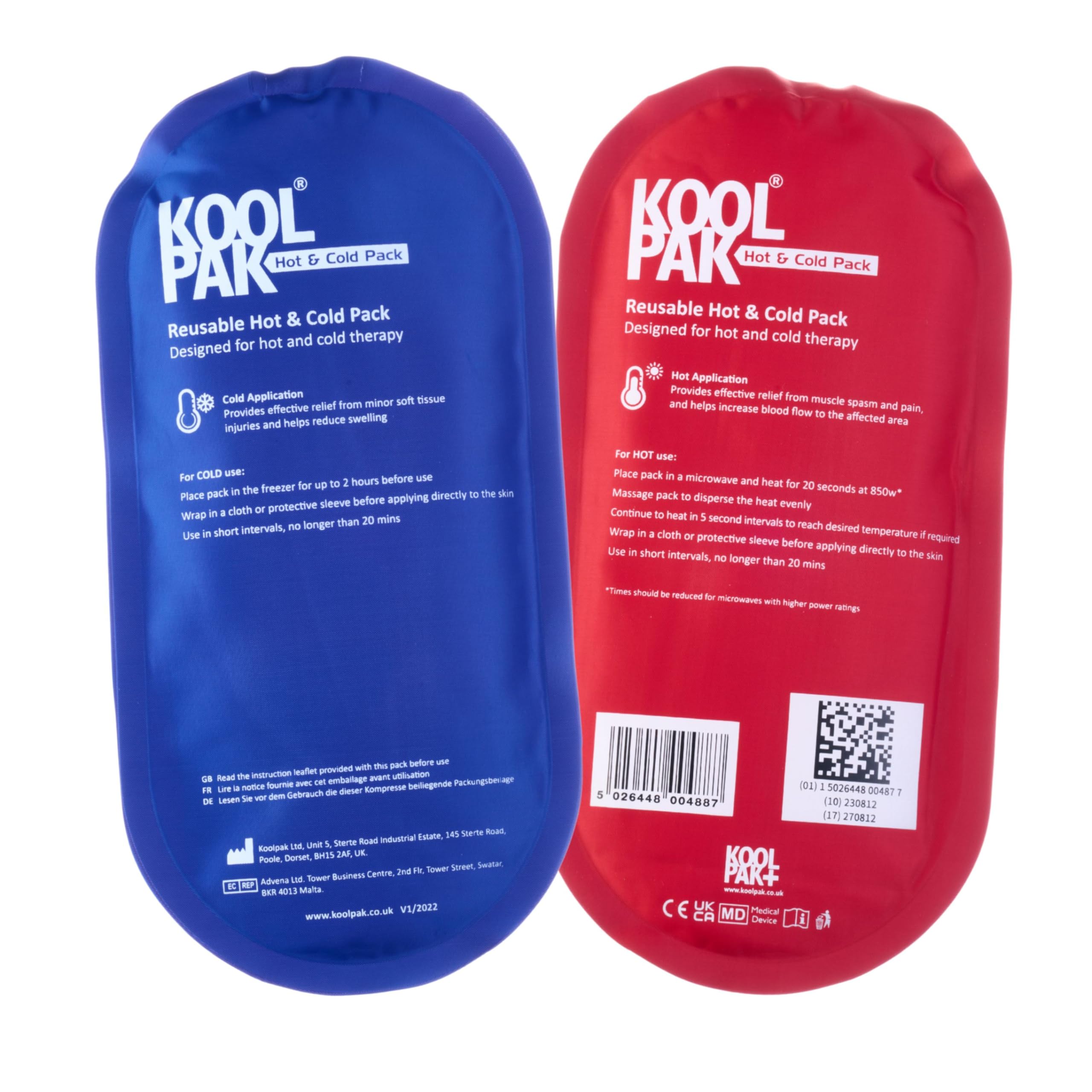 Koolpak Luxury Hot & Cold Reusable Pack Oval - 12.5 x 25.5cm - Pack of 5