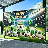 Nuxovilar Happy Birthday Banner - Large 71x43 Inch Soccer Backdrop for Kids, Yard Sign, Birthday Decorations