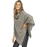 Back From Bali Womens Cable Knit Poncho Sweater Cape Boho Soft Casual