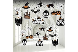 CENSEN Halloween Hanging Swirl Decorations Happy Boo Day Party Witch Pumpkin Ghost Cutout Halloween Decors for Kids School Room Office Halloween Supplies (Scared)