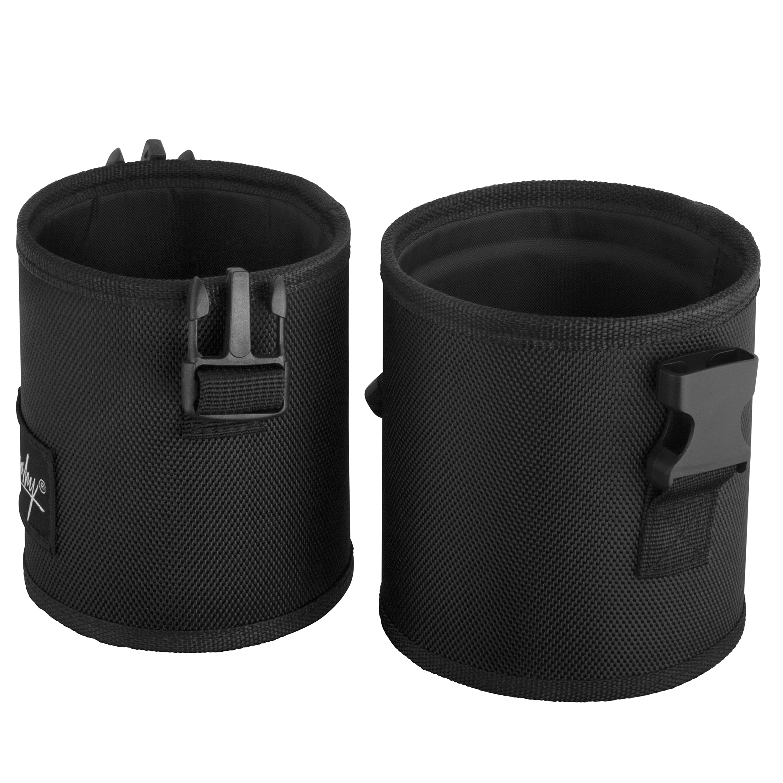 Nanshy Travel Makeup Brush Holder - Large Portable Makeup Brush Case with Lid - Stand up Organiser (Black Nylon, 9 x 4 x4 inch)