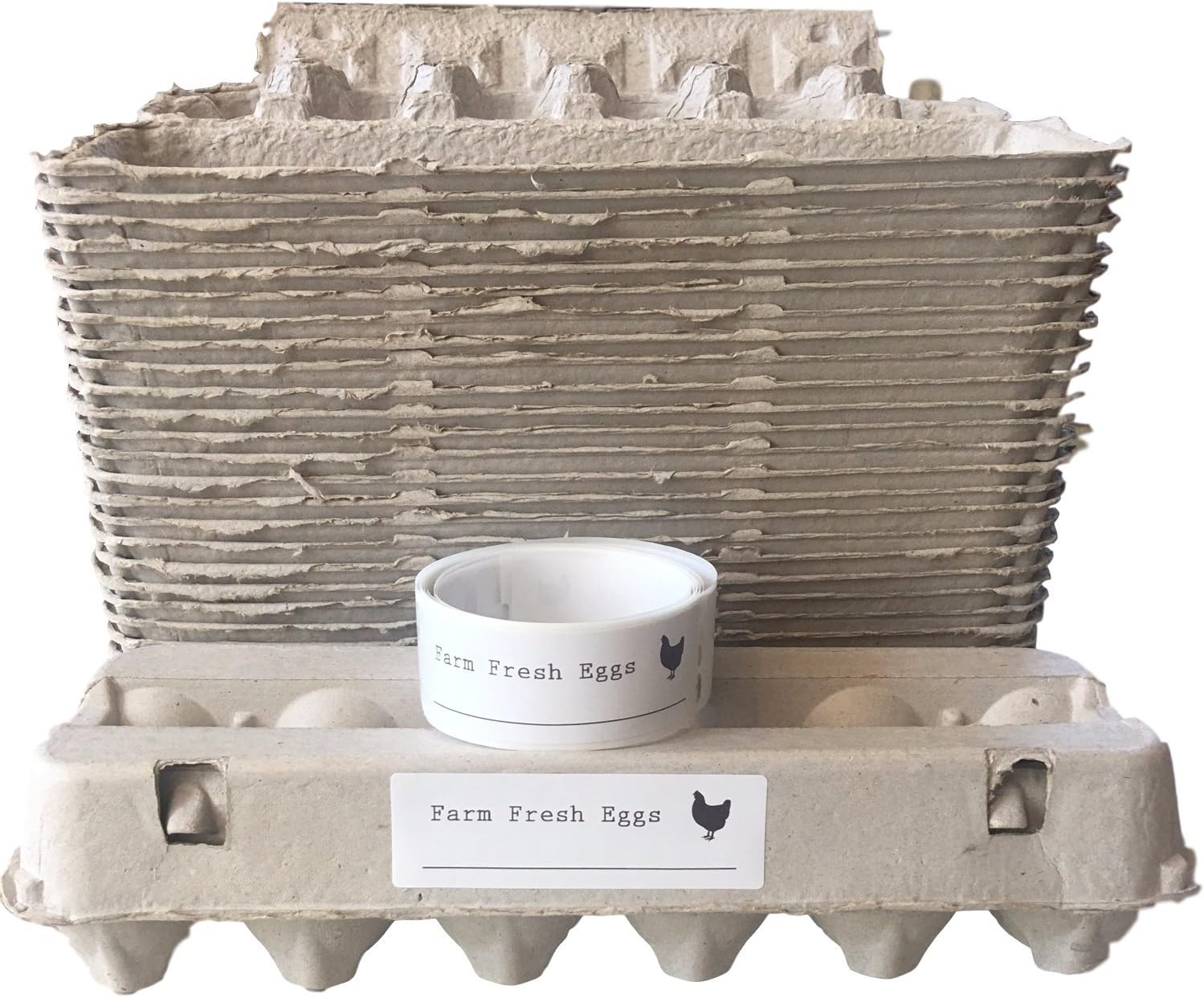 Blank Egg Cartons Bulk Pack of 25- One Dozen Egg Cartons With Labels Included