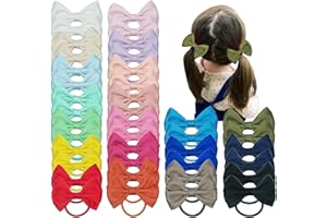 AYESHA 40 Pcs Hair Accessories - 3 Inch Bows, Rubber Bands, Ponytail Holders Elastics & Pigtail Bows for Girls & Toddlers