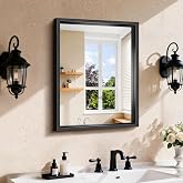 CIRCUMI 18"x24" Brushed Black Bathroom Mirror, Rectangular Vanity Mirror | Chunky Box Metal Frame, Shatterproof, Tempered Glass, Bathroom Remodel&amp;New Home,Wall Mirror for Over Sink,Living Room,Hallway