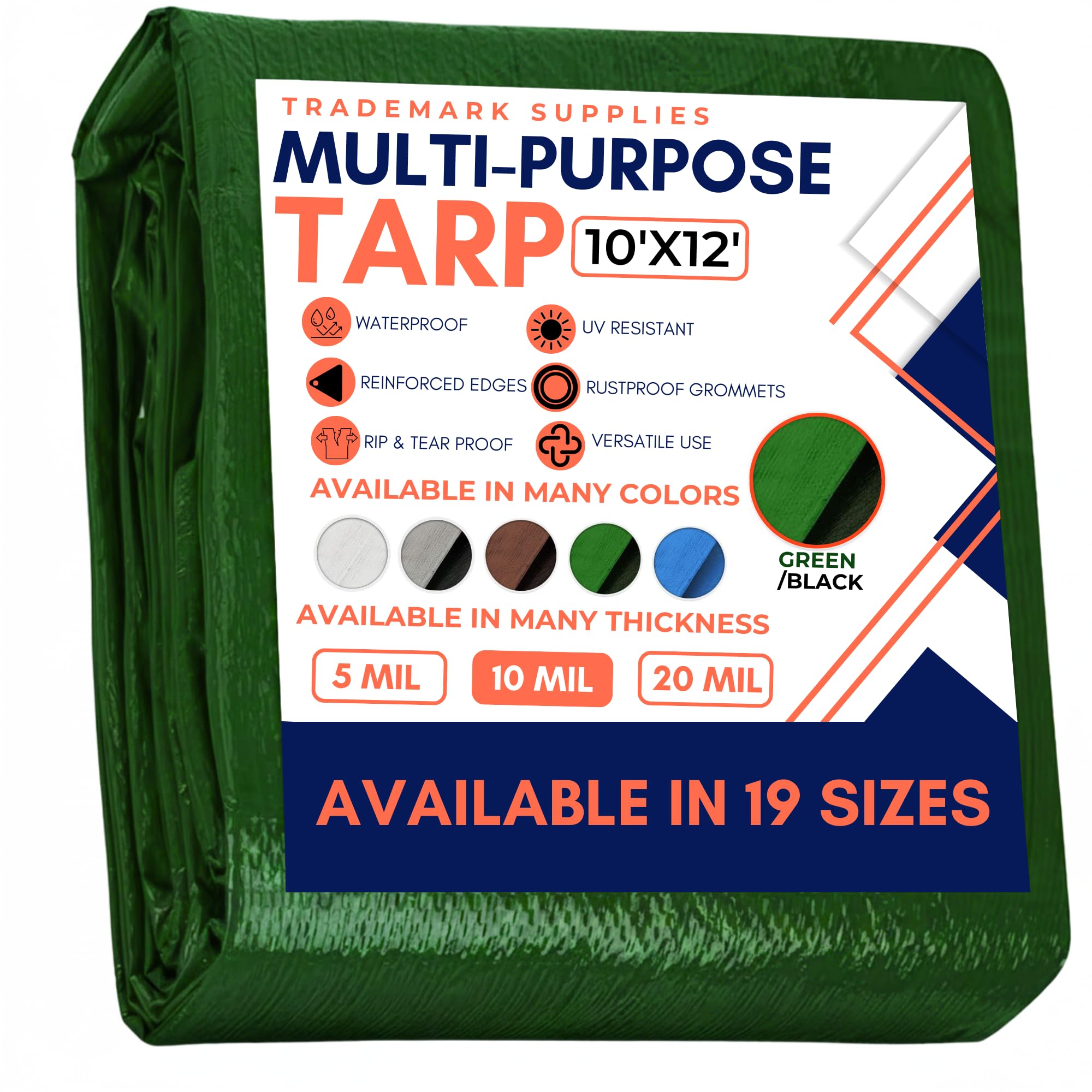 Large Waterproof Tarp - Heavy Duty 10 Mil Thick