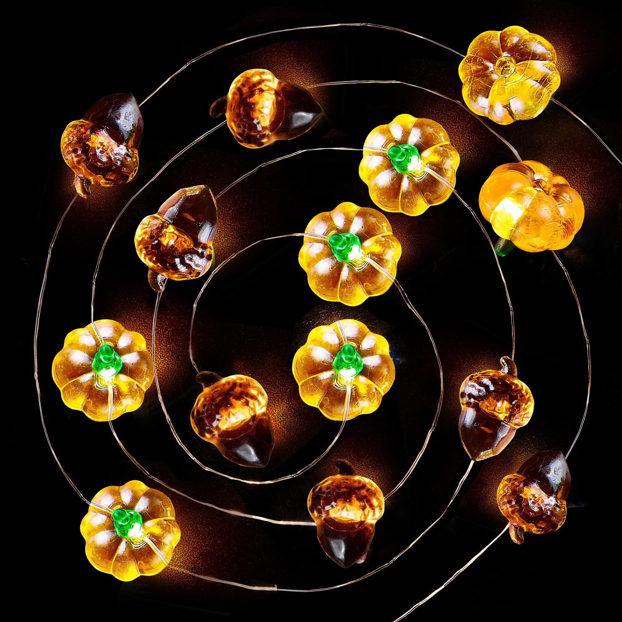 Photo 1 of BlcTec Fall Decorations for Home 12.8FT 40 LED Fall String Lights with Acorns & 3D Pumpkins, Battery Operated Harvest Fairy Light with Timer for Indoor Outdoor Halloween Thanksgiving Autumn Fall Decor