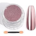 Saviland Rose Gold Chrome Nail Powder - 1g Metallic Mirror Effect Rose Gold Chrome Powder for Nails, Professional Gel Polish Chrome Powder Nail Glitter Manicure Pigment for Nail Art Design Home DIY