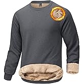 KEFITEVD Men's Sherpa Lined Sweatshirt Thermal Fleece Pullover Sweater Warm Crewneck Heavyweight Winter Shirt