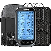 AUVON 3-in-1 TENS Unit Muscle Stimulator, Dual Channel Electronic Pulse Massager, TENS EMS Machine, 24 Modes Muscle Massager