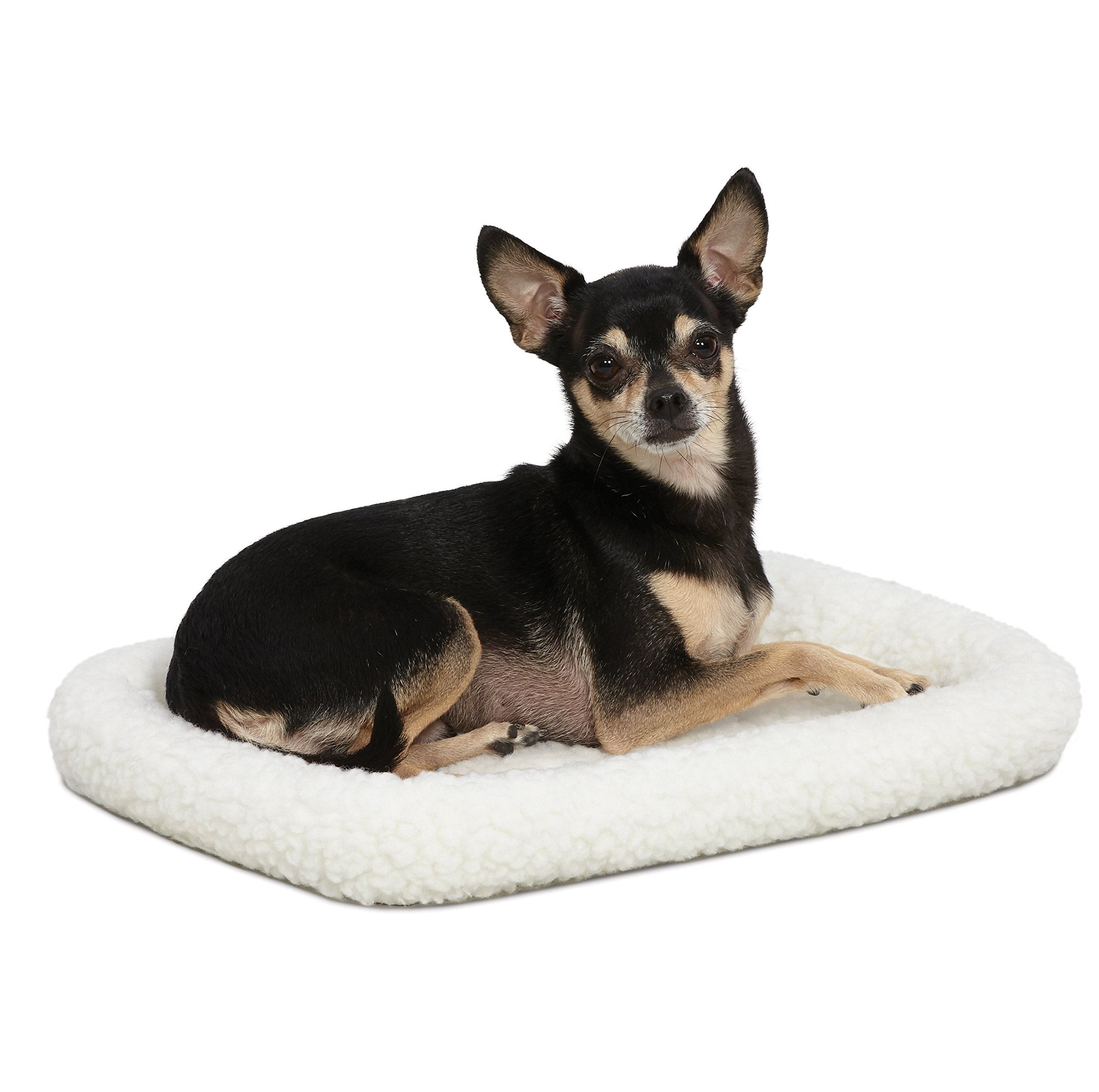 MidWest Homes for Pets QuietTime XXS Dog Bed – White Fleece Bolster, Ultra-Soft and Machine Washable, Fits 46 cm Crates and Carriers, for Small Dogs and Cats