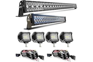 SPEAD-VMALL DOT 5D 52Inch 300W&32Inch 180W Led Light Bar+4X 4Inch 60W Led Cube Pods+Wiring Kits for Polaris Ranger Honda Pioneer Can Am X3 Maverick Grand Cherokee XJ Dodge Ram GMC UTV ATV 4WD Truck Boat Defender