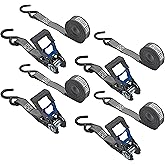 Secure Tite 4-Pack Ratchet Straps, 1' x 12', Vinyl Coated S-Hooks, 500 lbs WLL, 1500 lbs BS