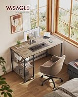 VASAGLE Computer Desk 120x60x76 cm Industrial Style Camel Brown Ink Black view 2