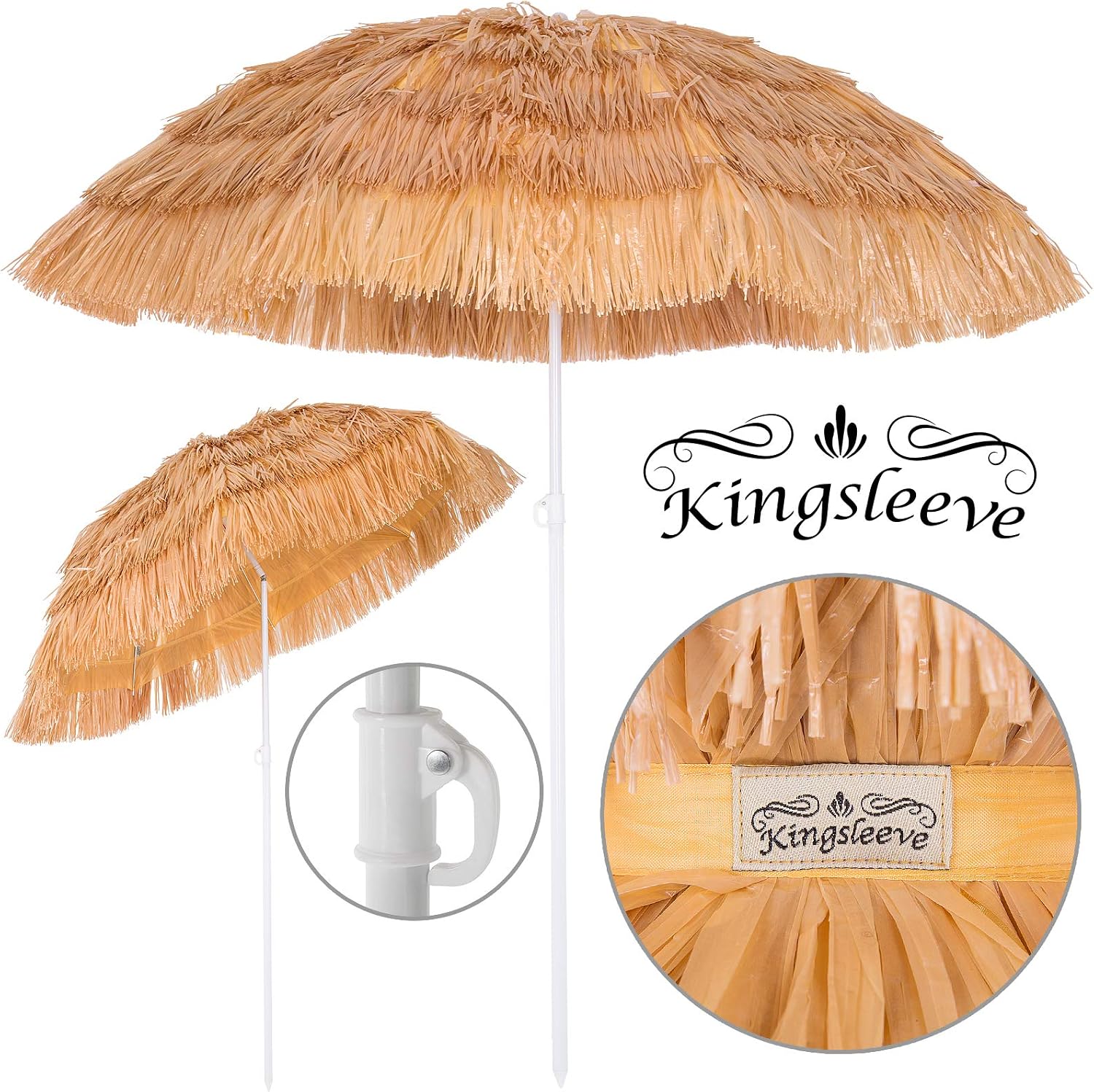 Ombrellone Hawaiano In Paglia Di Riso | Altezza 222 Cm | Protezione Solare Per Spiaggia, Giardino, Balcone