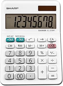 Sharp EL-310WB Calculator, White 3.125