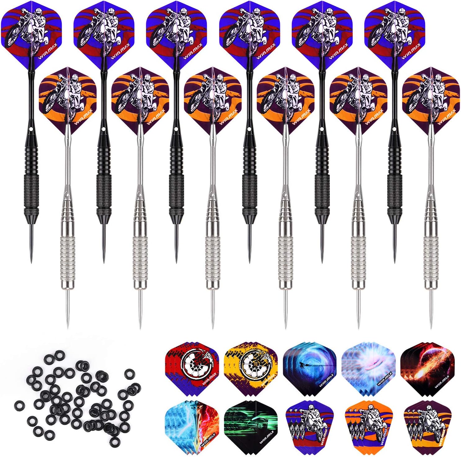 WIN.MAX Dartpfeile,12 Stück Steel Darts Pfeile Set
