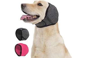 PURRHUG Dog Calming Hoodie Quiet Ear Cover for Noise Protection Anxiety Relief Ear Muffs, No Shake Ear Wraps for Dogs, Swim Cap Bath Blow Drying Headband Wraps for Ear Hematoma Groom Fireworks(Grey, Medium)