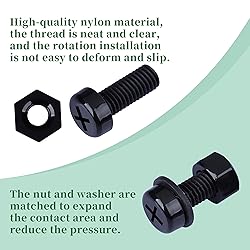Pzsmocn 90 Pieces/30 Sets M8*20 mm Plastic Black