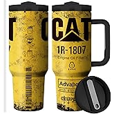 Equoza CAT 40oz Tumbler with Handle Lid and Straw Funny Tumbler for Men Dad Classic Creative Gift Double Wall Vacuum Stainless Steel Travel Mug Insulated Cup
