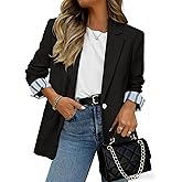 Simplee Blazer for Women Casual Long Sleeve Work Business Blazers Striped Cuff Suit Jacket with Pockets 2026