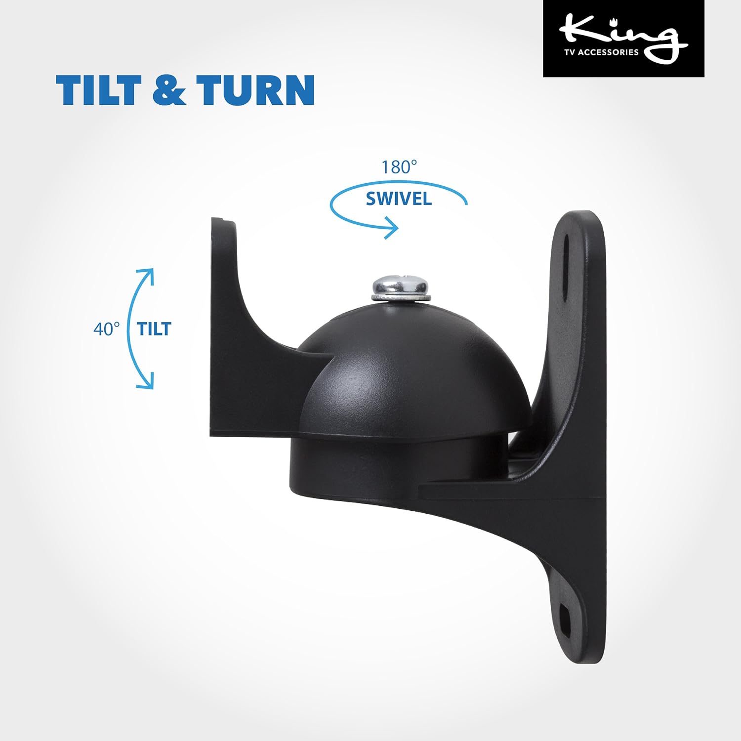 King Universal Tilt & Swivel Speaker Wall Mount Bracket, Pair, for Surround Sound Speakers SONOS PLAY:1 compatible - Image 3