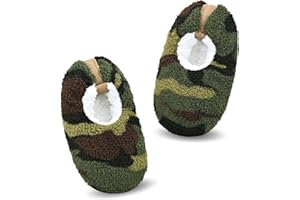 VAGUKU Boys House Slippers With Non Skid Bottoms, Cute Animal Slipper Socks With Grippers For Big Kids, Cozy Soft Sole Warm Fuzzy House Shoes