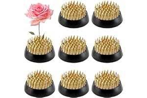 TINSKY 8Pcs 1.34 Inch Flower Frogs for Arrangements Vase Ikebana Kenzan Round Brass Floral Pin Frogs Stem Holder Flower Arranger Pin Fixed Tools for Home Decoration Craft (Gold)