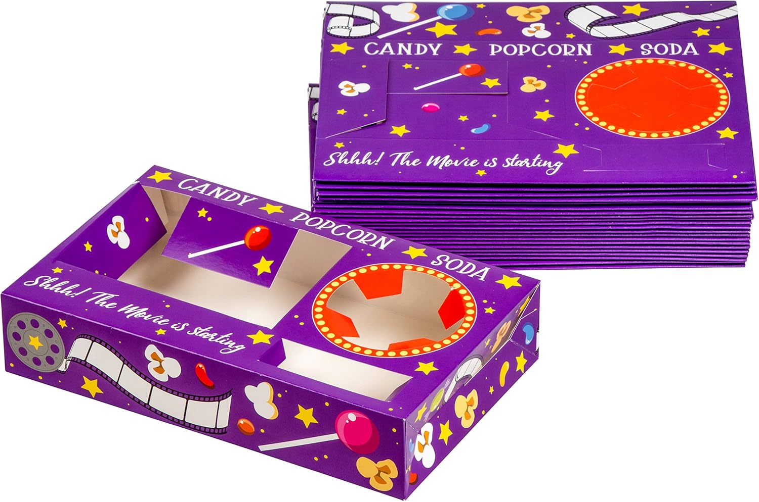 Movie Time Snack Trays 24Pack Paper Pop Up Food and Drink Combo Tray