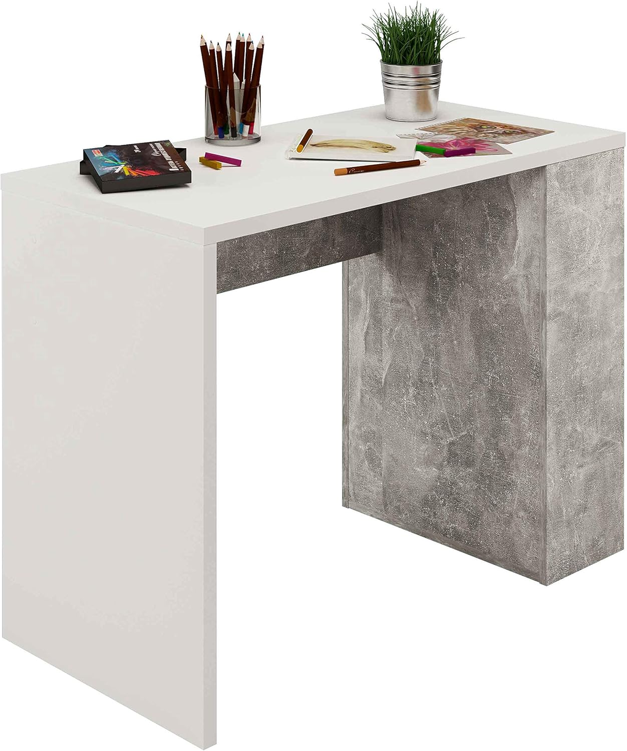 Melamine Samblo Midori Bureau Avec Etagere Reversible 90 Cm De Large Bureau Bureaux Et Postes De Travail