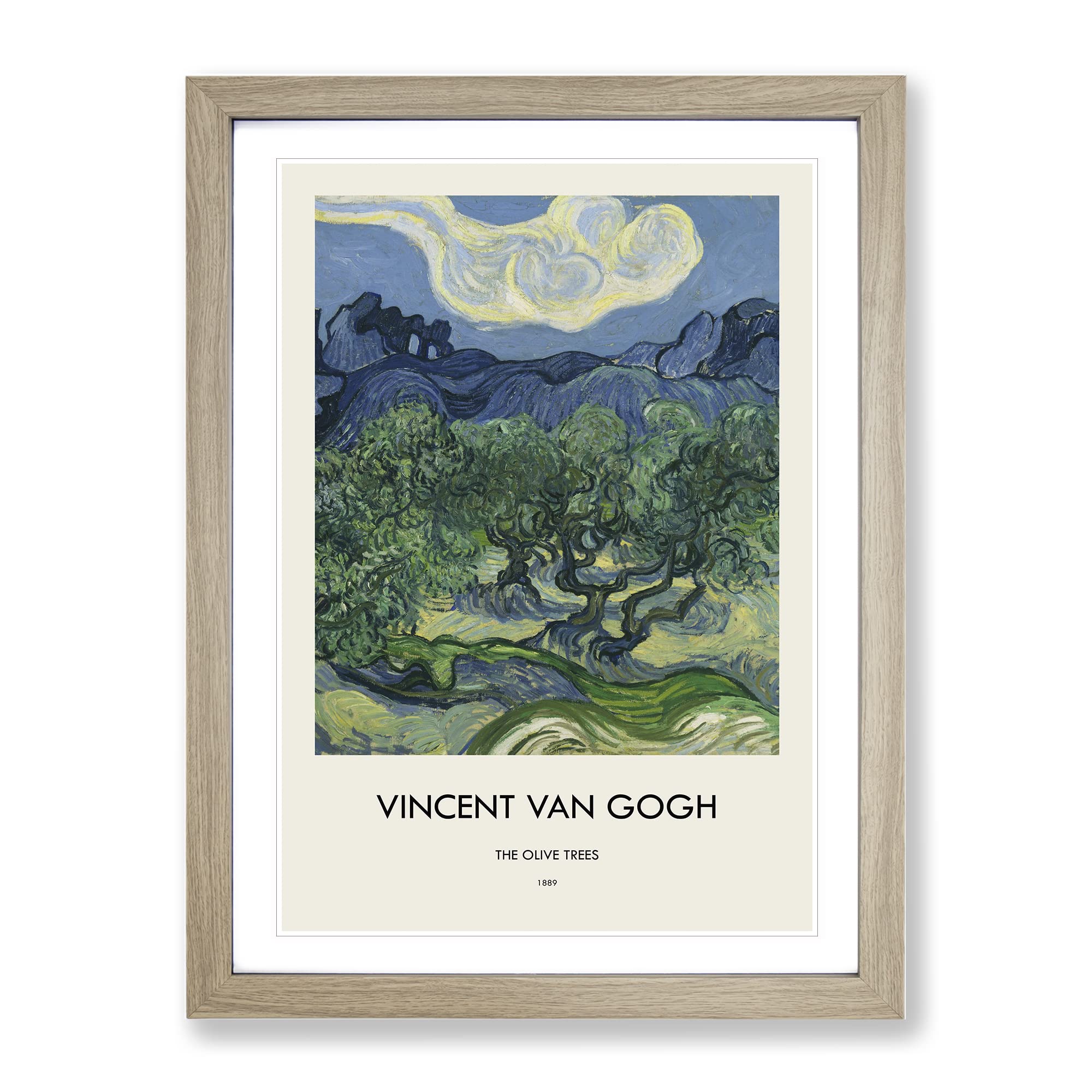 The Olive Trees By Vincent Van Gogh Exhibition Museum Painting Framed Wall Art Print, Ready to Hang Picture for Living Room Bedroom Home Office Décor, Oak A4 (34 x 25 cm)