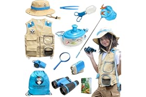 PATHFINDER PANDAS Kids Explorer Kit with Safari Vest, Hat & More - Kids Bug Catching Kit with Adventure Guide & Scavenger Hunt - Cute Dress-Up Zookeeper Costume & Safari Costume for 7-12 Year Old Boys Girls