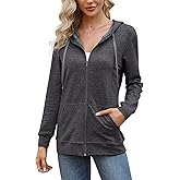 MISSKY Women's Casual Long Sleeve Zip up Jacket with Pockets Running Sweatshirts Jackets
