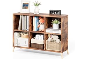 KitMent 6-Cube Bookcase to Storage, Bookshelf with 4 Wooden Legs, Home Storage Cabinet Cube Shelf, Book Shelf Wooden Shelf fo