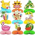 9 Pieces Summer Honeycomb Centerpieces, Pool Themed Party Table Decorations, Summer Beach Centerpiece for Hawaii Party Decoration Supplies