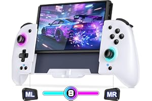 LIFUFUTEE Wireless Switch Controllers, Joypad Controller Replacement for Nintendo Switch Controller/OLED, One-Piece Ergonomic Handheld Controller with Programmable//Dual Vibration/Turbo/Wakeup, White
