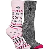 Columbia Medium Weight Fair Isle Thermal Socks, 2 Pair, Satin Ok/Grey, One Size