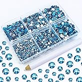 Briskbloom 4500PCS Resin Flatback Rhinestone, 2mm 3mm 4mm 5mm 6mm Blue Zircon/Turquoise Blue Flatback Rhinestones for Tumblers, Nails Art, Mugs, Bottles, Craft Decoration, Loose Bling Gem Stone