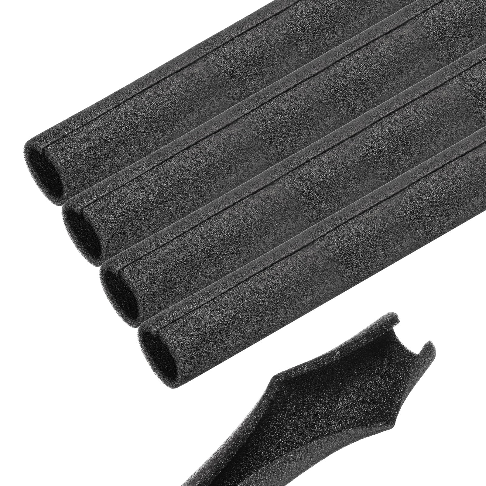 Rebower 4pcs Pipe Insulation Foam Tube 30x40mm 2ft Heat Preservation Foam Pipes [for Copper Water Pipe Freeze Protection] - Black