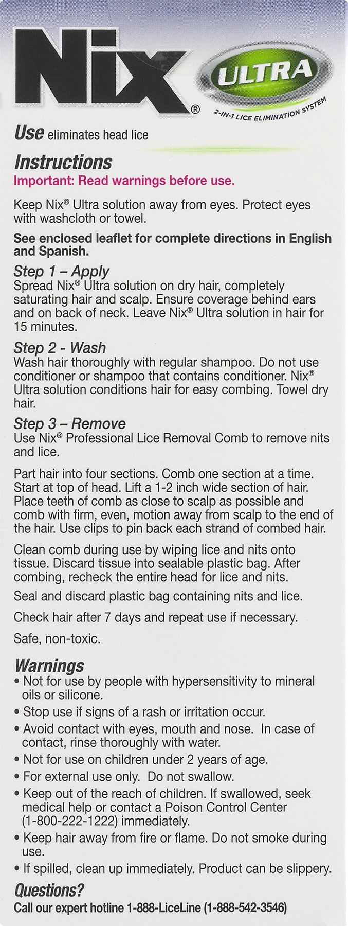 NIX Ultra Lice & Nits Treatment Kills Super Lice & Eggs Pesticide