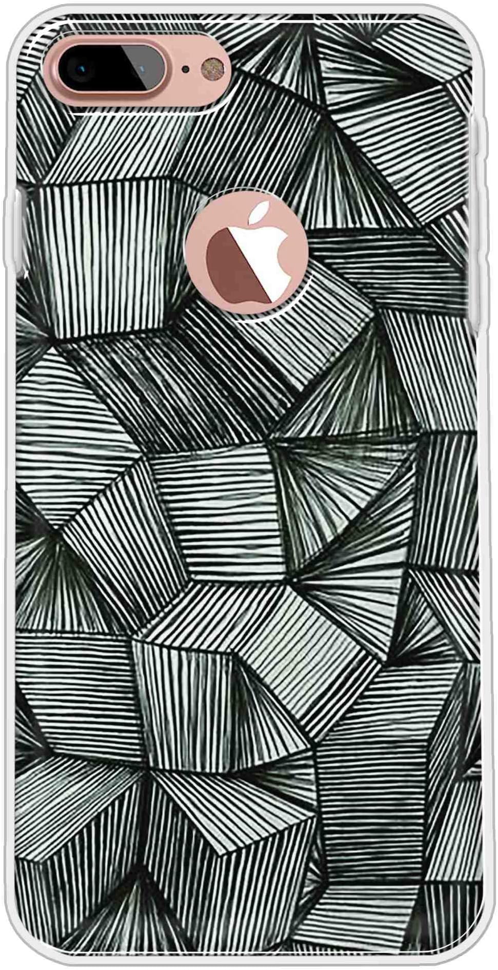 Vibey - Soft TPU Abstract - Printed Back Cover Case Compatible for Apple iPhone 7 Plus. One Tempered Glass Free