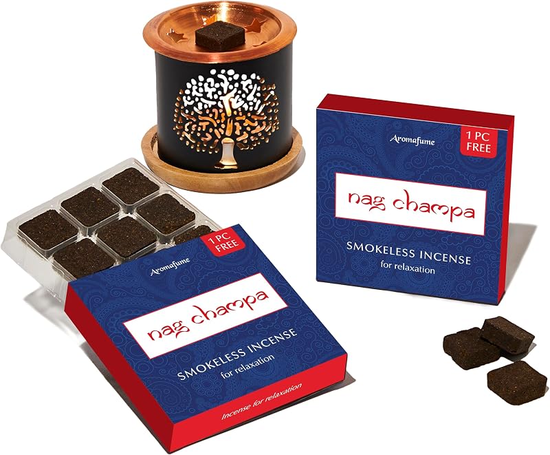 Aromafume Nag Champa Incense Bricks & Tree of Life Burner Set