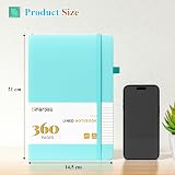 Smarpau Lined Notebook A5 360 Pages 100gsm Leather Softcover Lake Blue view 2