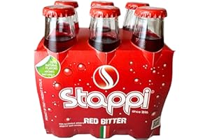 Stappi Red Bitter Italian Aperitivo 6x100ml (3.38 Fl Oz) Non Alcoholic Red Bitter Soda, Classic Italian Spritz Mixer for Cock