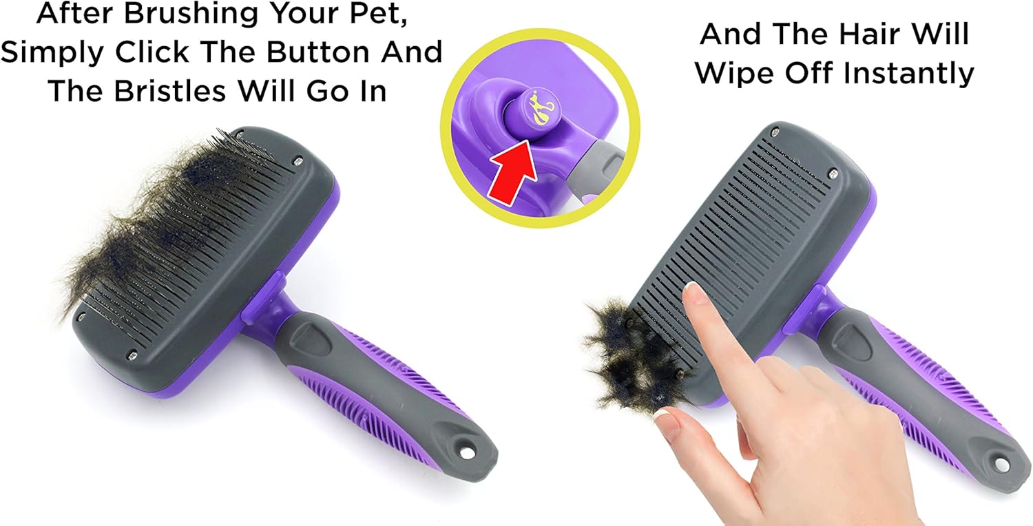 Hertzko Self Cleaning Slicker Brush – Gently Removes Loose Undercoat, Mats and Tangled Hair – Your Dog or Cat Will Love Being Brushed with The Grooming Brush